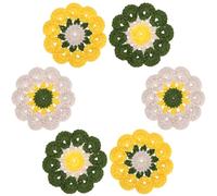 kilofly 6 pc Flower Crochet Coasters for Drinks 12cm 4.7" Handmade Doilies Set
