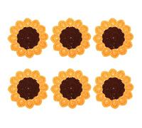 kilofly 6 pc Sunflower Crochet Coasters for Drinks 13cm 5" Handmade Doilies Set