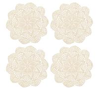 kilofly Crochet Cotton Lace Table Placemats Doilies Value Pack, 4pc, Roma, Beige, 10 inch