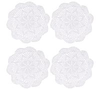 kilofly Crochet Cotton Lace Table Placemats Doilies Value Pack, 4pc, Roma, White, 10 inch
