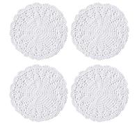kilofly Crochet Cotton Lace Table Placemats Doilies Value Pack, 4pc, White, 10 inch
