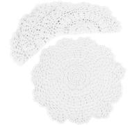 kilofly Crochet Cotton Lace Table Placemats Doilies Value Pack, 4pc, White, Floral, 12 inch