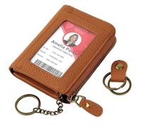 kilofly Genuine Leather Card Slot ID Holder Wallet + Keychain Cable Organizer