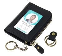 kilofly Genuine Leather Card Slot ID Holder Wallet + Keychain Cable Organizer