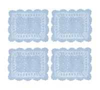kilofly Handmade Crochet Cotton Lace Table Placemats Doilies Value Pack [Set of 4], Blue