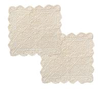 kilofly Handmade Crochet Cotton Lace Table Placemats Sofa Doilies, 2pc, Square, Beige,19.6 inch