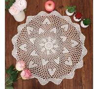 kilofly Handmade Crochet Cotton Lace Table Sofa Doily, Waterlily, Beige, 22 inch