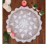 kilofly Handmade Crochet Cotton Lace Table Sofa Doily, Waterlily, White, 22 inch