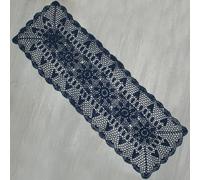 kilofly Handmade Crochet Lace Rectangular Table Runner 15 x 51 Inch, Blue