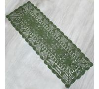 kilofly Handmade Crochet Lace Rectangular Table Runner 15 x 51 Inch, Green