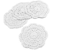kilofly Small Crochet Cotton Lace Coasters Doilies Pack Set, 4pc, White, Round, 4 inch