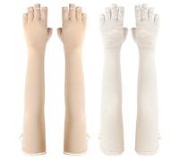 kilofly Women's Long Anti-UV Breathable Arm Sun Block Driving Gloves, 2 Pairs (set2F)