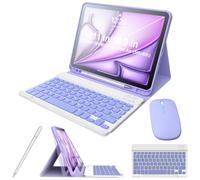 Kiloob for iPad Air 11"/Air 5/4 Keyboard Case with Detachable Keyboard & Pencil Holder, Bonus Stylus Pen and Mouse, Folio Cover Compatible with Air 11" (M2/M3/M4 2024/2025/2026), Air 5/Air 4 (Purple)
