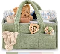 KILPDNZA Nappy Bag Organiser, Changing Organiser, Baby Organiser Basket with Compartments & Handles - Newborn Gift 2025 (Sage Green)