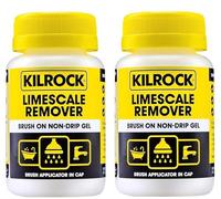 Kilrock Gel Non-Drip Descaler 160ml - Brush-On Limescale Remover for Baths, Taps & Showers - Dissolves Stains, Safe for Ceramic & Plastic, Easy-to-Use with Built-In Brush Cap Yellow 2 Pack