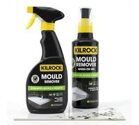 Kilrock Mould and Mildew Remover Spray and Gel with Brush - Powerful Black Mould Remover for Walls, Bathroom Tiles, Grout Cleaner for Shower, Kitchen - Wall Mould Remover Spray - 2 Pack