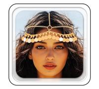 Kilshye Boho Sequin Head Chain Gold Festival Headpiece Hair Chains Prom Costume Headband for Women