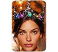 Kilshye Light Up Baroque Crown Black Gothic Tiara Festival Costume Headband for Women, Black, 1 Count (Pack of 1)