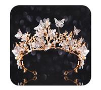 Kilshye Queen Crown Gold Tiaras and Crowns Butterfly Rhinestone Tiara Vintage Bridal Wedding Crown Pageant Costmue Prom Headpiece for Women and Girls, 3 Piece Set, Rhinestone