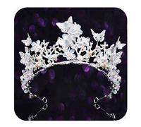 Kilshye Queen Crown Silver Butterfly Rhinestone Tiara Vintage Bridal Wedding Pageant Costume Prom Headpiece for Women and Girls