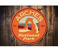 KILSPU Arches National Park Sign, Arches Park Decor, Desert Arches Sign, Utah Park, Utah National Park, Traveling Decoration Metal Round Tin Sign 12x12 Inch