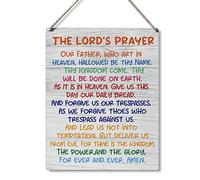 KILSPU Inspirational Gift Signs the Lord's Prayer Our Father Who Art in Heaven Hallowed Be Thy Name Wooden Hanging Sign Religious Scripture Art Wall Home Decoration 12 x 8 Inches
