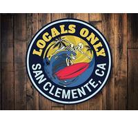 KILSPU Locals Only Surf, Surfer Decor, Sign For Surf, Surfer Home, Big Wave Rider, Surf Shack Decor, Surf Decor, Surfing Lives Metal Round Tin Sign 12x12 Inch