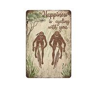 KILSPU Shabby Durable Thick Metal Sign 8x12 Inch,Happiness Is Cycling With You Vintage Tin Sign,Cycling Couple Gift,Man Cave Pub Club Cafe Home Decor,Birthday Anniversary Housewarming Gift