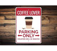 KILSPU Vintage Metal Tin Signs Coffee Lover Parking Sign Coffee Lover Gift Coffee Lover Sign Coffee Lover Decor Java Coffee Addict Gift Quality Aluminum Decorations 12x16 Inch