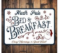 KILSPU Vintage Metal Tin Signs North Pole Bed & Breakfast Sign Cute North Pole Sign North Pole Gift North Pole Inn Home Decor Christmas Signs Christmas House Sign 8x12 Inch