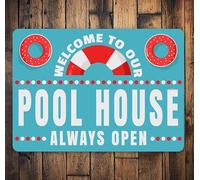 KILSPU Vintage Metal Tin Signs Welcome Pool Sign Welcome Pool House Pool House Sign Pool Lovers Sign For Pool Pool Owners Decor For Pool House Pool House Lifestyle 8x12 Inch