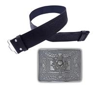 Kilt Belt and Buckle Set - Scottish Thistle Design/Leather Kilt Belt Thistle Embossed Handmade/Celtic Knot Kilt Belt with Buckle Antique (Antique Silver, XXL)
