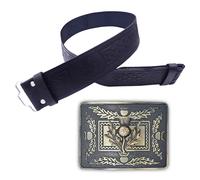 Kilt Belt and Buckle Set - Scottish Thistle Design/Leather Kilt Belt Thistle Embossed Handmade/Celtic Knot Kilt Belt with Buckle Antique (Brass Antique, XXXL)