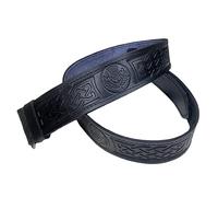 Kilt Belt Black Leather Celtic Knot Buckle - Scottish High Land Wear (L. NoBuckle Black Thistle)