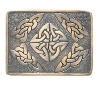 Kilt Belt Buckle For Men - Elegant Celtic Square and Saltire Design Belt Buckles in Antique Finish Pewter - Premium Scottish Kilt Accessory for Highland Attire (Celtic Square, Brass Antique)