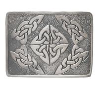 Kilt Belt Buckle For Men - Elegant Celtic Square and Saltire Design Belt Buckles in Antique Finish Pewter - Premium Scottish Kilt Accessory for Highland Attire (Celtic Square, Silver Antique)