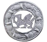 Kilt Brooch for Men (Welsh Dragon- Silver Finish)