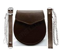 KILT DAYWEAR REGIMENTAL STYLE SIMPLISTIC SPORRAN IN BROWN LEATHER FOR KILTS(Size: ADULT)