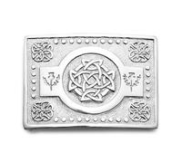 Kilt Emporium Celtic Knot Kilt Belt Buckle - Solid Brass with Intricate Design (Celtic Knot - Chrome)