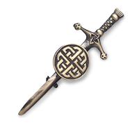 Kilt Emporium Celtic Lovers Knot Kilt Pin Symbolic Scottish Love and Eternal Life Rust Free Brass - 4 Inch (Brass Antique)