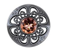 Kilt Emporium Culloden Plaid Brooch - Celtic Pin Antique Silver Finish in Various Stone Colors, Pewter, Amber