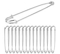 Kilt Emporium Heavy Duty Safety Pins - German Stainless Steel, 4" Large, Pack of 15 for Crafts Clothing and Kilts (Chrome)