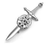 Kilt Emporium Irish Shamrock Claddagh Celtic Knot Kilt Pin Saint Patricks Day Gift - 4 Inch (Chrome)
