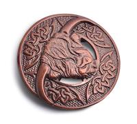Kilt Emporium Scottish Highland Cow Kilt Brooch Pin - Brass, 3-Inch (Bronze)