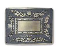 Kilt Emporium Scottish Kilt Belt Buckle for Men Traditional Four Thistle Design Rust-Free Brass Highland Dress Accessory Fits Standard 2.5" Kilt Belts (Brass-Antique-4Thistles)