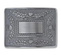 Kilt Emporium Scottish Kilt Belt Buckle for Men Traditional Four Thistle Design Rust-Free Brass Highland Dress Accessory Fits Standard 2.5" Kilt Belts (Silver-Antique-4Thistles)