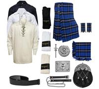 Kilt Emporium: Scottish Kilts for Men Thistle Set - Complete Tartan Kilts for Men & Scottish Clothing for Men - 10 Pieces Set, Ramsay Blue, 46
