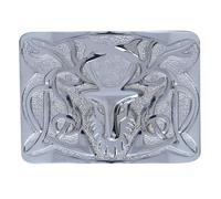 Kilt Emporium Scottish Stag Kilt Belt Buckle for Men Solid Brass Traditional Celtic Design Authentic Highland Dress Accessory Fits 2.5" Kilt Belts (Stag-Engraved-Chrome)