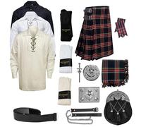 kilt Emporium: Scottish Thistle Set - Complete Tartan Kilts, Black Stewart, 10 Pieces