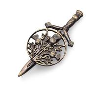 Kilt Emporium Trinity Thistle Large Kilt Pin Rust Free Brass Scottish Emblem - 4 Inches (Brass Antique)